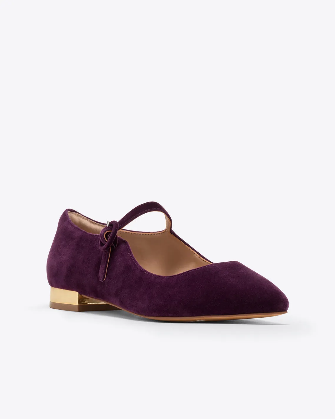 Adeline Mary Jane Flats in Plum Velvet