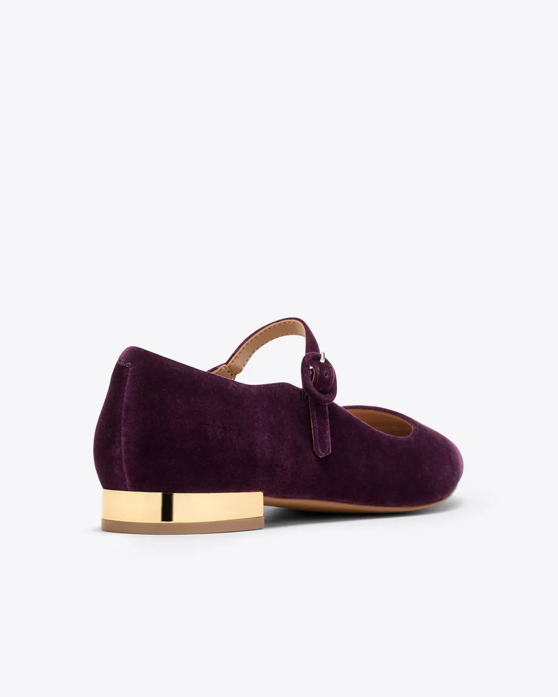 Adeline Mary Jane Flats in Plum Velvet