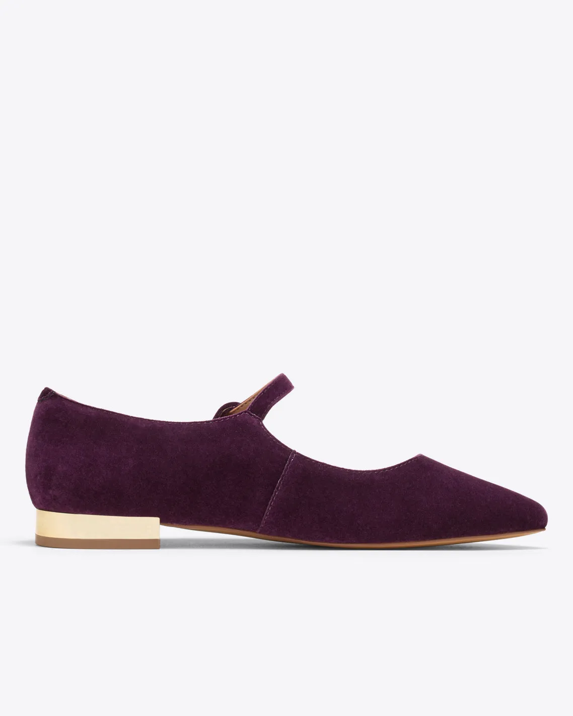 Adeline Mary Jane Flats in Plum Velvet