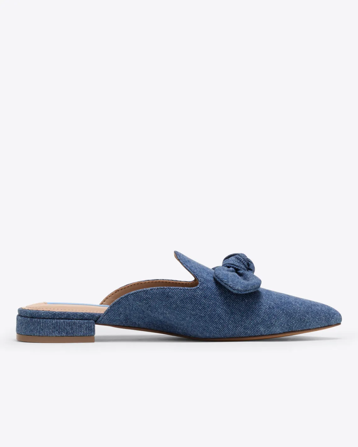 Annalee Bow Slide Flats in Denim