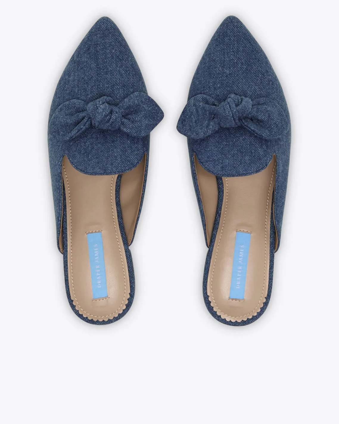 Annalee Bow Slide Flats in Denim