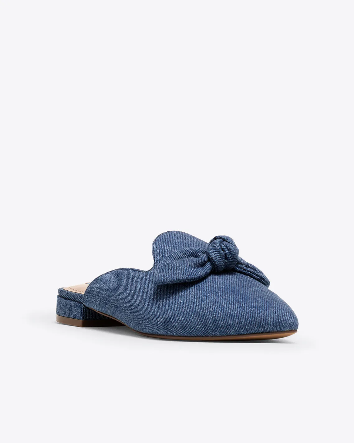 Annalee Bow Slide Flats in Denim