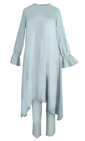 Basic Sky Asymmetrical Kurta With Comfortable Bottom - Final Sale