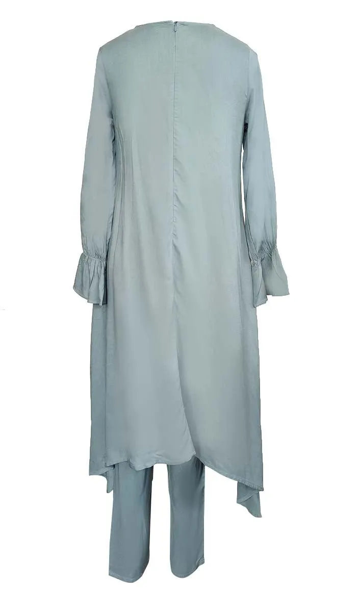 Basic Sky Asymmetrical Kurta With Comfortable Bottom - Final Sale