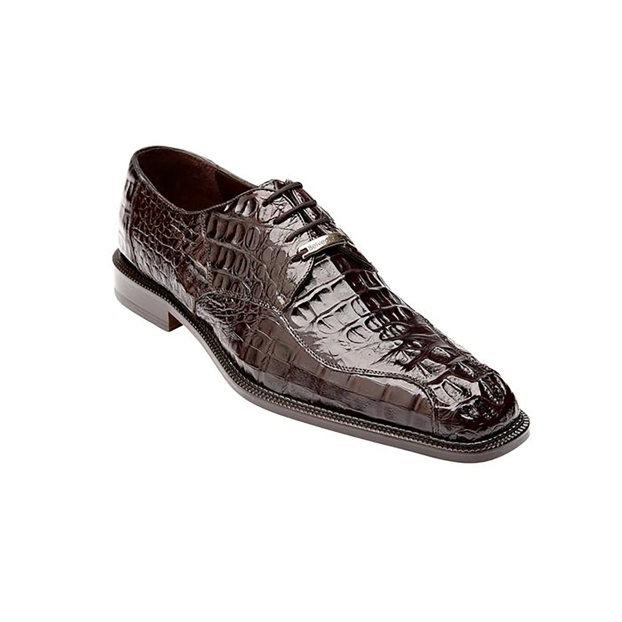 Belvedere Chapo in Brown Caiman Alligator Oxfords