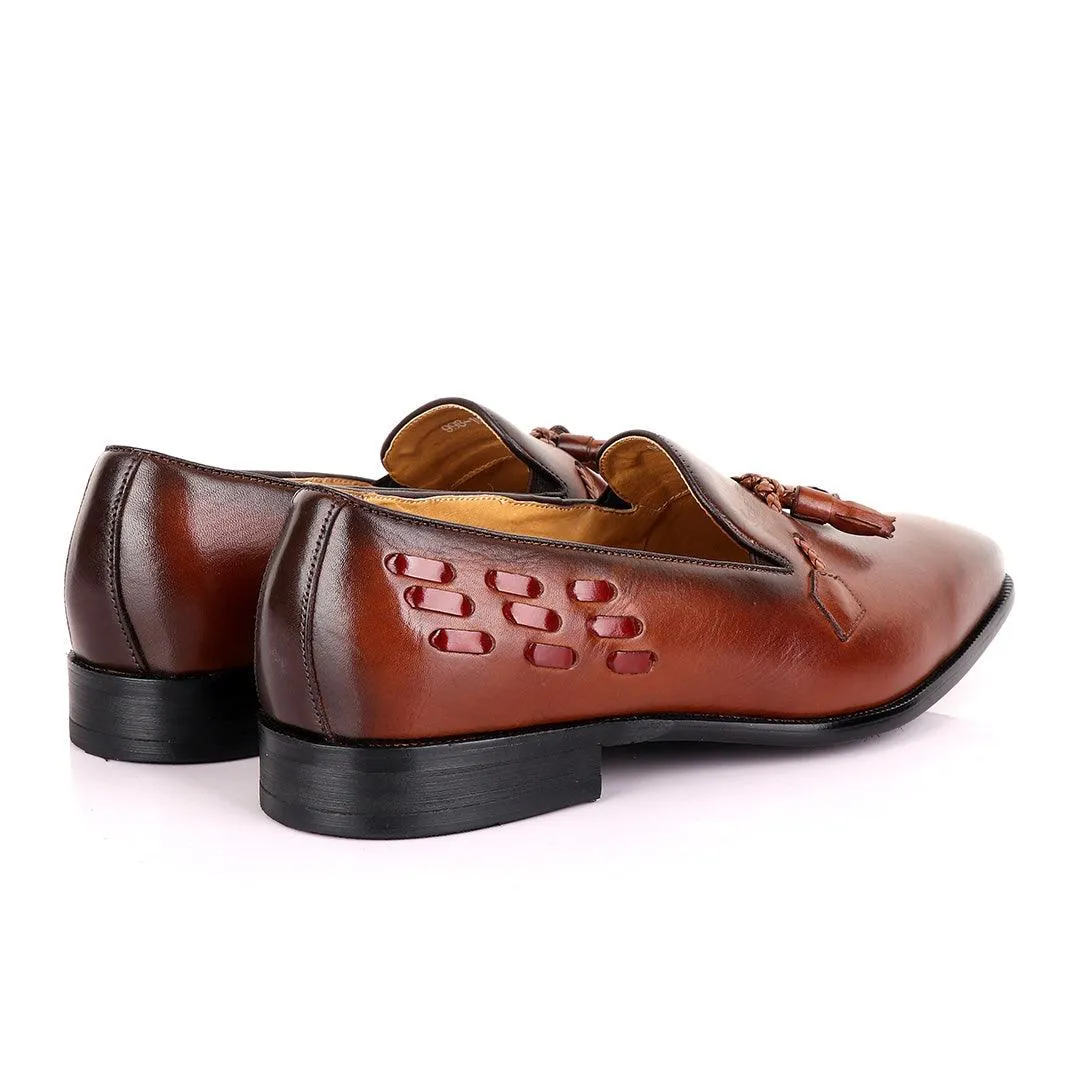 Berluti Full Plain Leather With tassel Design-Brown