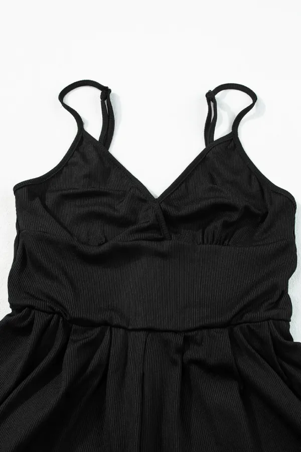 Black Sexy Cami V Neck High Waist Wide Leg Jumpsuit