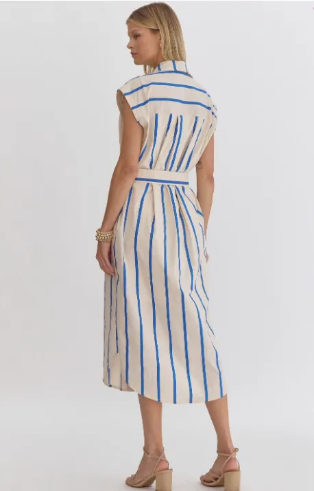 Blue Striped Shirt Dress