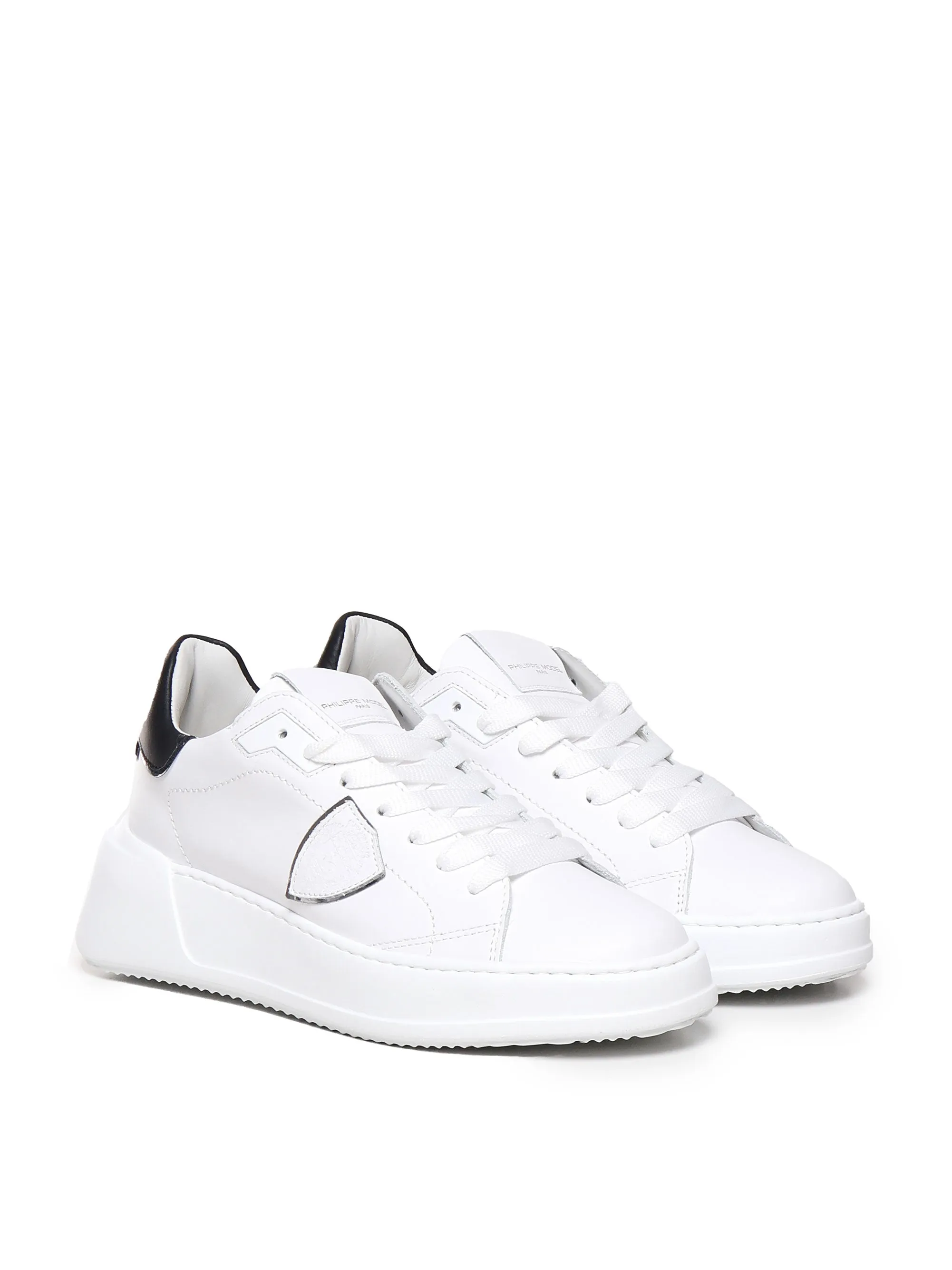 Calfskin Sneakers with Contrasting Heel