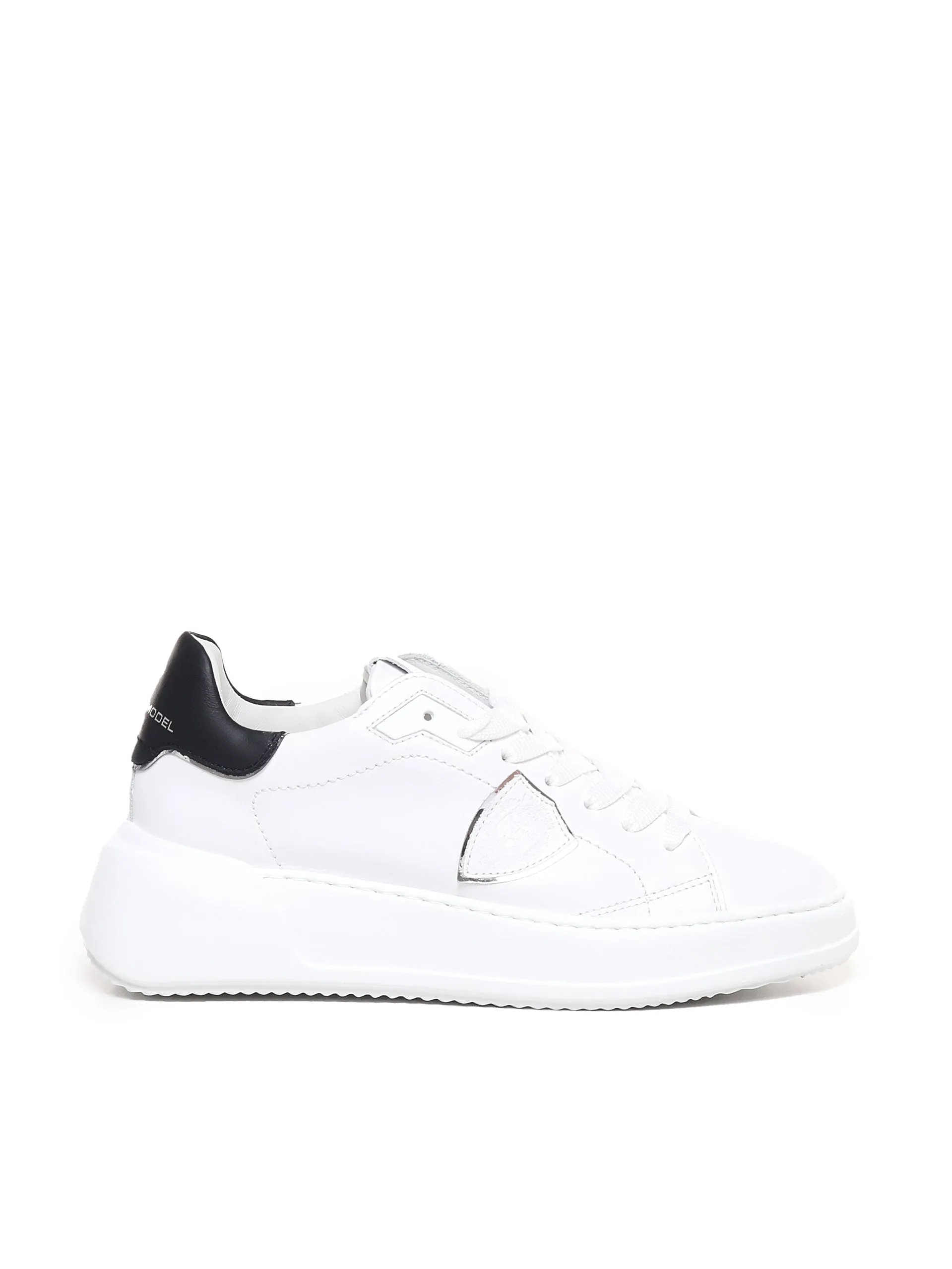 Calfskin Sneakers with Contrasting Heel