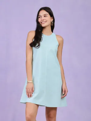 Cotton Chambray Sleeveless Dress - Green