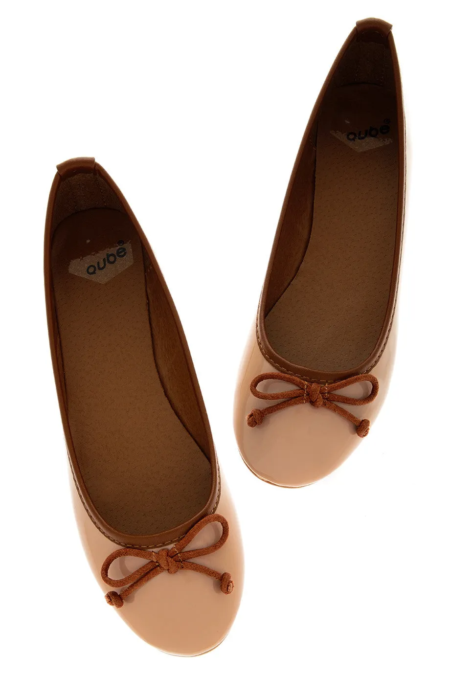 DEUX COULEUR Nude Patent Ballerinas