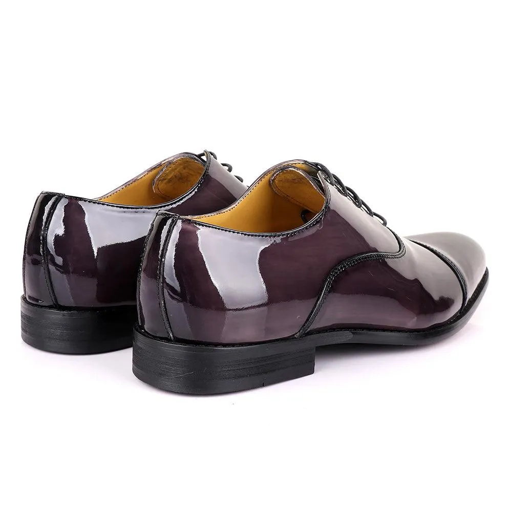 John Mendson Laceup Glossy Purple Leather Shoe