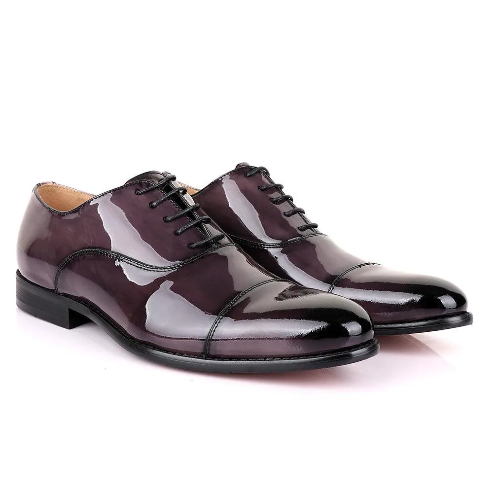 John Mendson Laceup Glossy Purple Leather Shoe