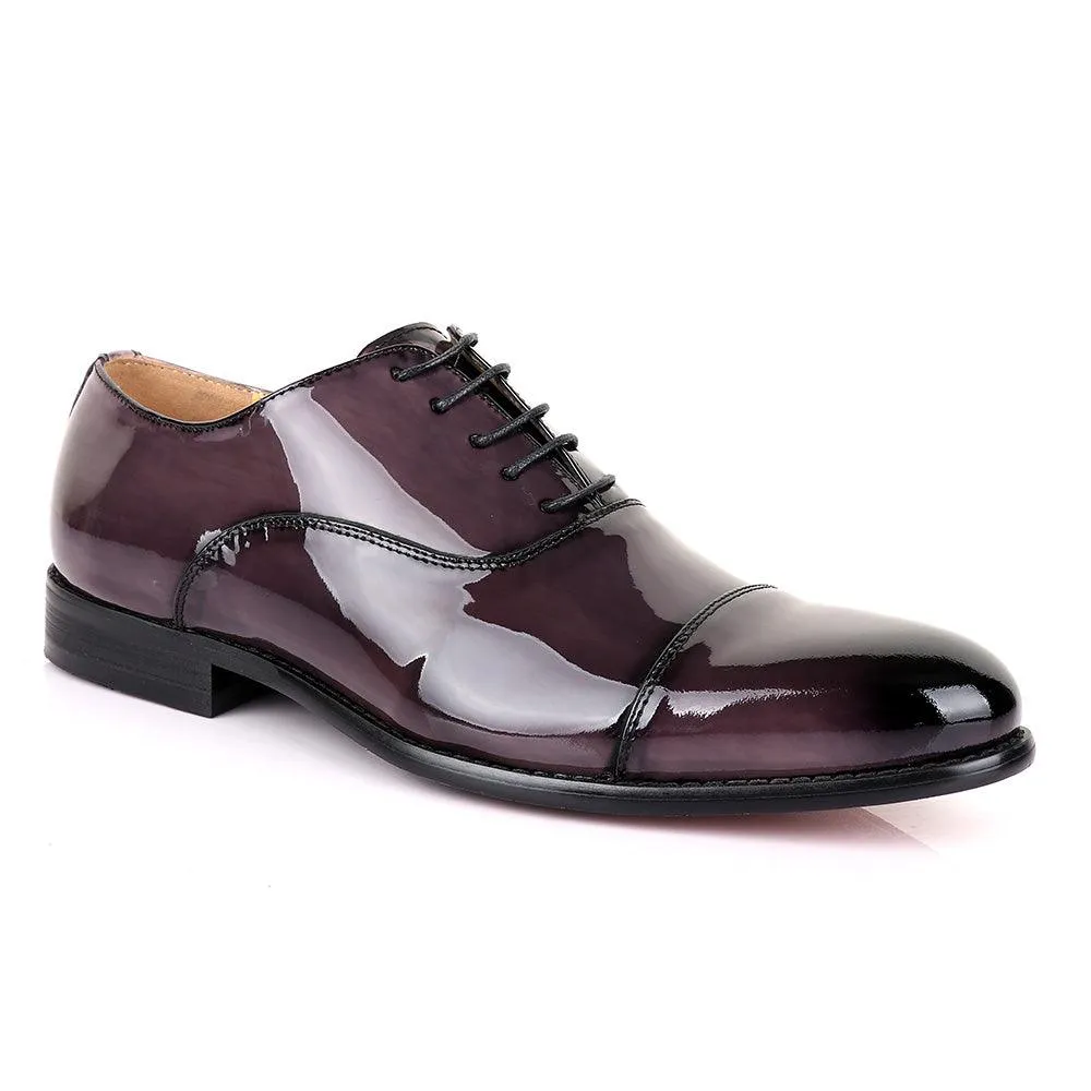 John Mendson Laceup Glossy Purple Leather Shoe