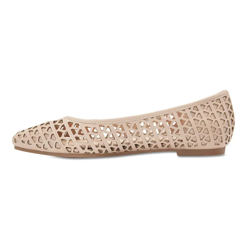 Liberty Flat in Nude Leather