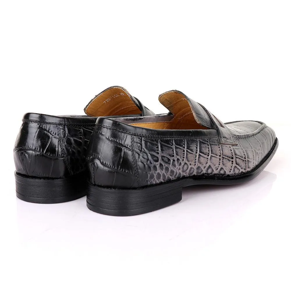 LoriBlu Pattern Croc Grey Formal Leather Shoe