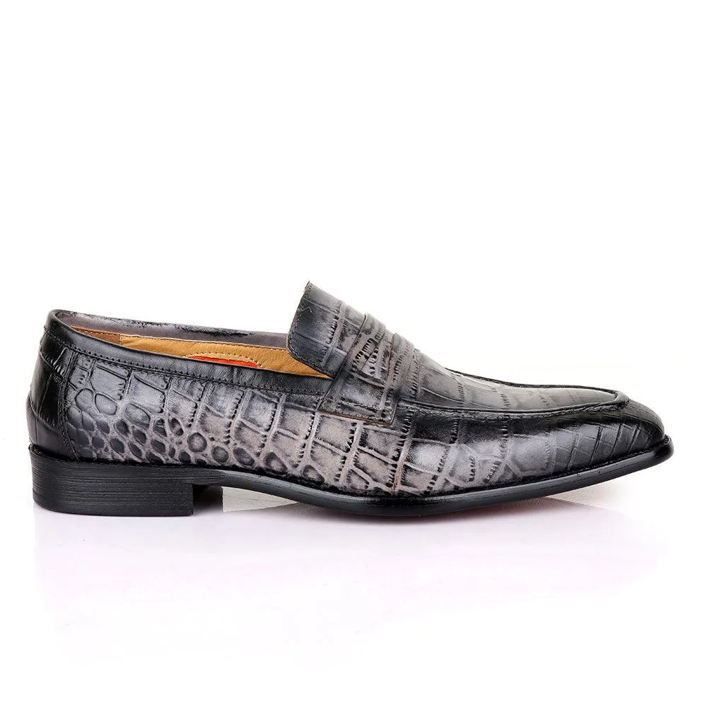 LoriBlu Pattern Croc Grey Formal Leather Shoe