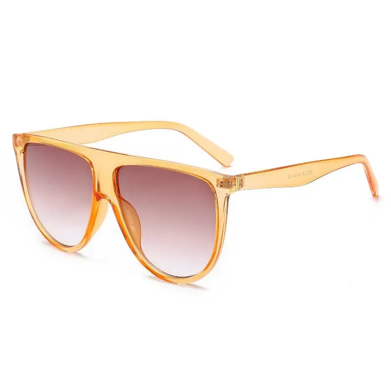 Luxury Retro Flat Top Oversized Sunglasses for Women UV400