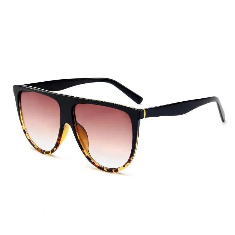 Luxury Retro Flat Top Oversized Sunglasses for Women UV400