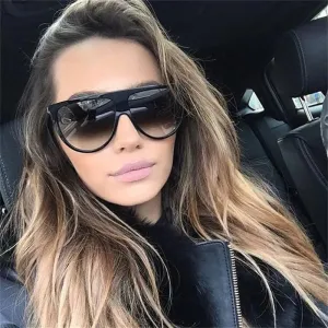 Luxury Retro Flat Top Oversized Sunglasses for Women UV400