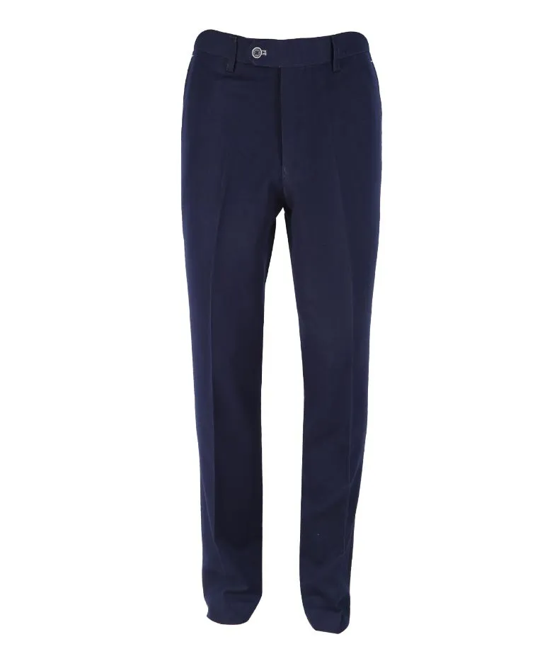 Men's Denim Look Stretch Slim Fit Trousers - FABIAN - Navy Blue