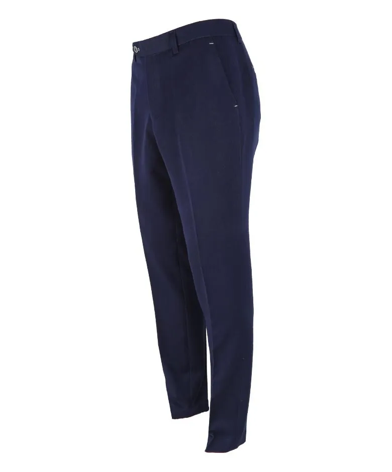 Men's Denim Look Stretch Slim Fit Trousers - FABIAN - Navy Blue