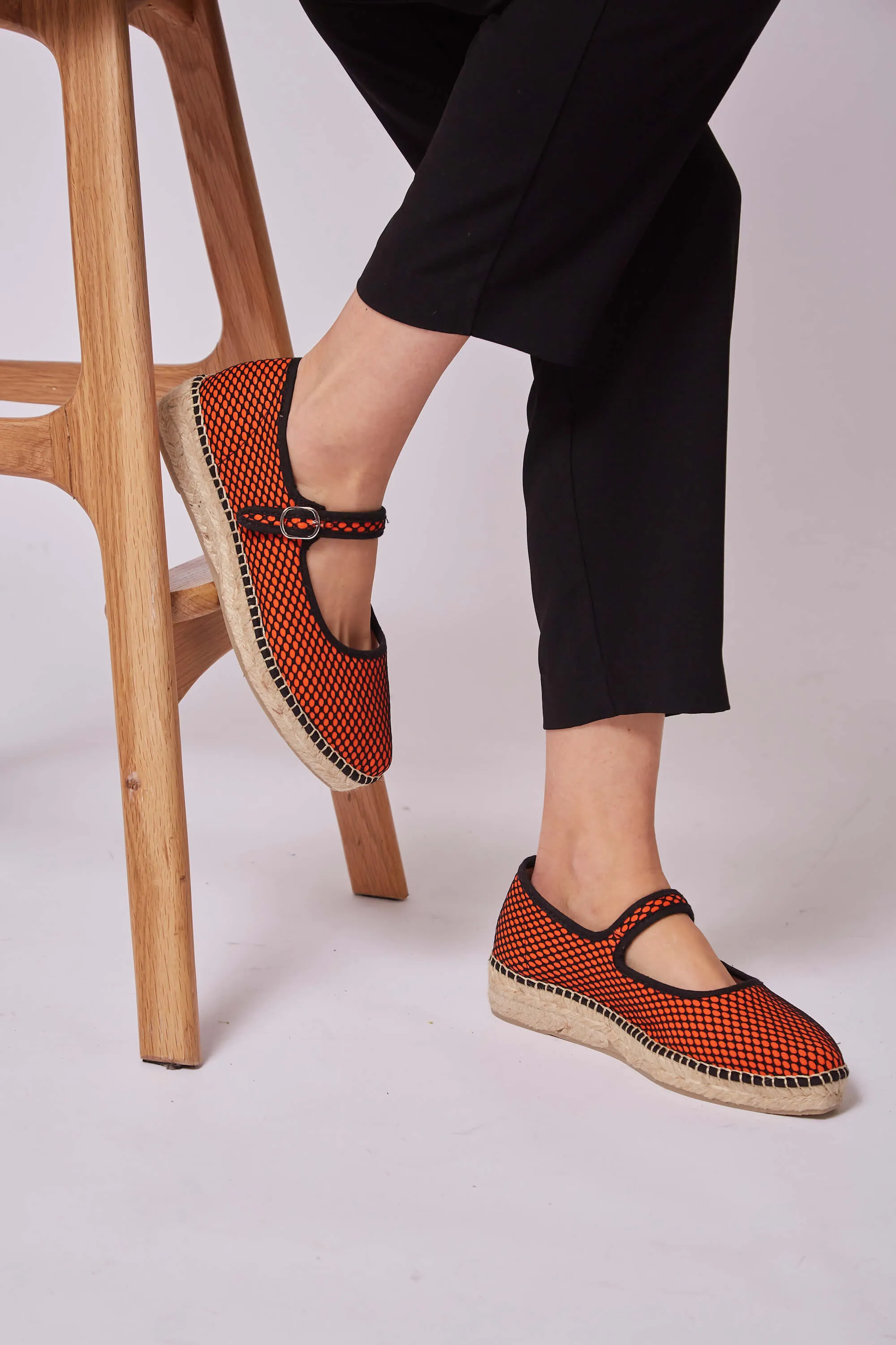 Mesh Jute Vegan Flats | Orange