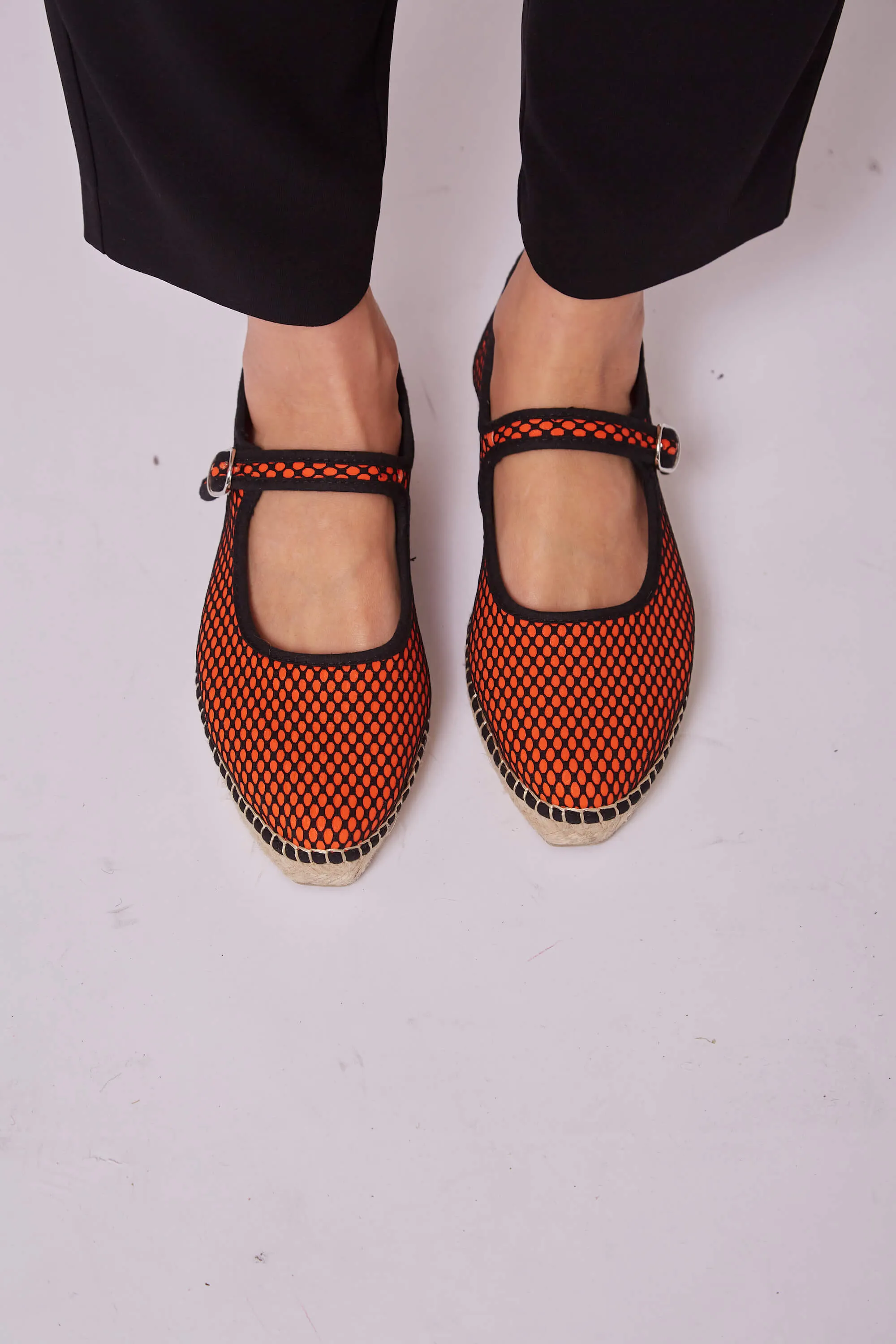 Mesh Jute Vegan Flats | Orange