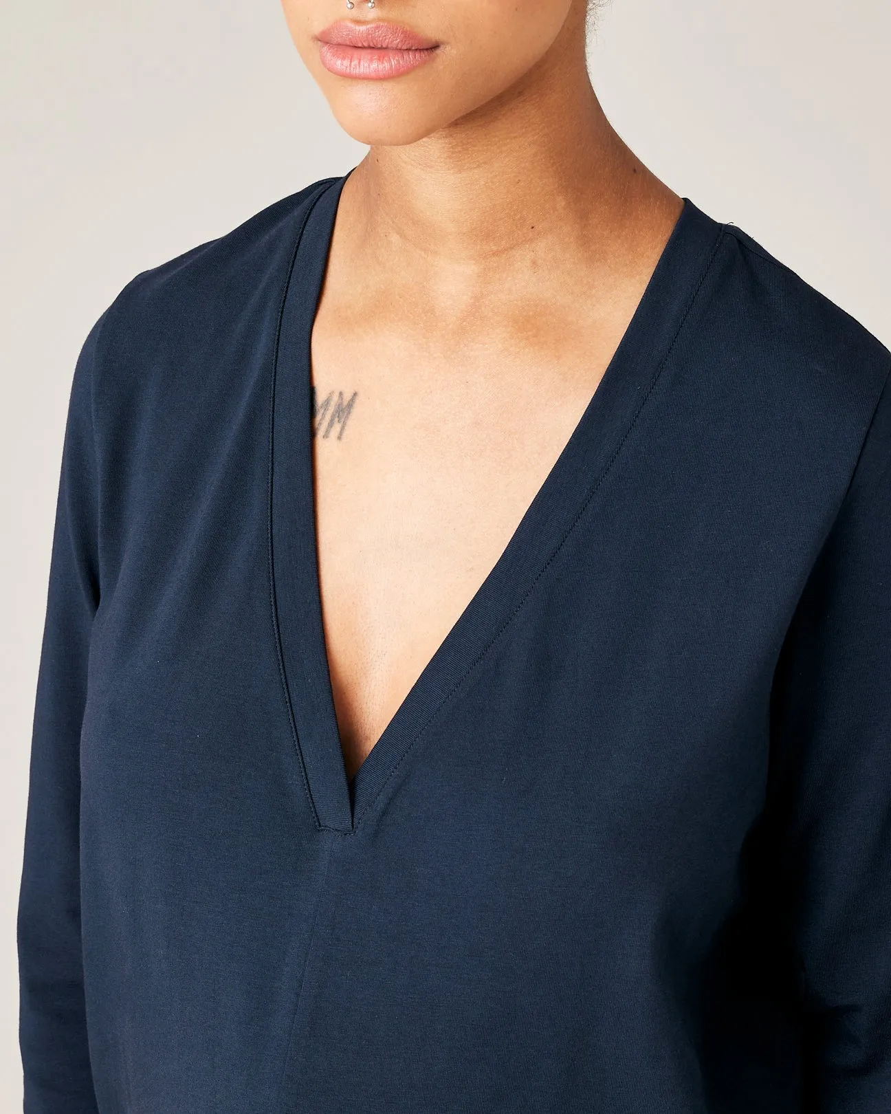 Milly Navy Cotton Jersey Jumpsuit with Pockets