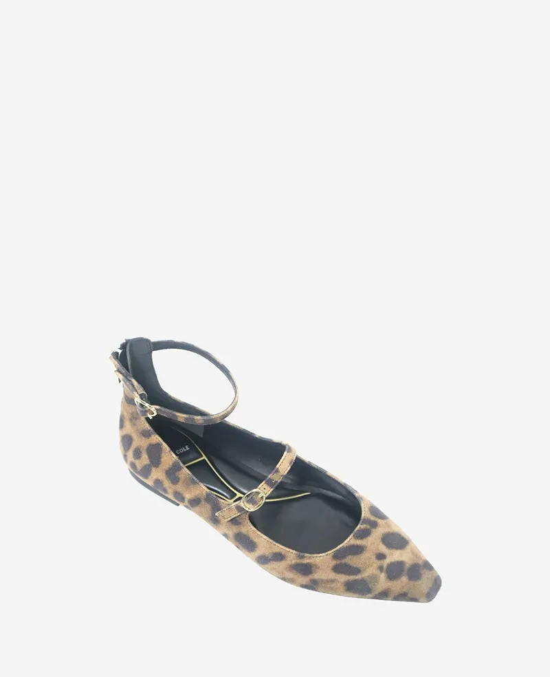 Nolita Leopard Suede Ankle Strap Mary Jane Flat