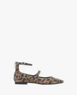 Nolita Leopard Suede Ankle Strap Mary Jane Flat