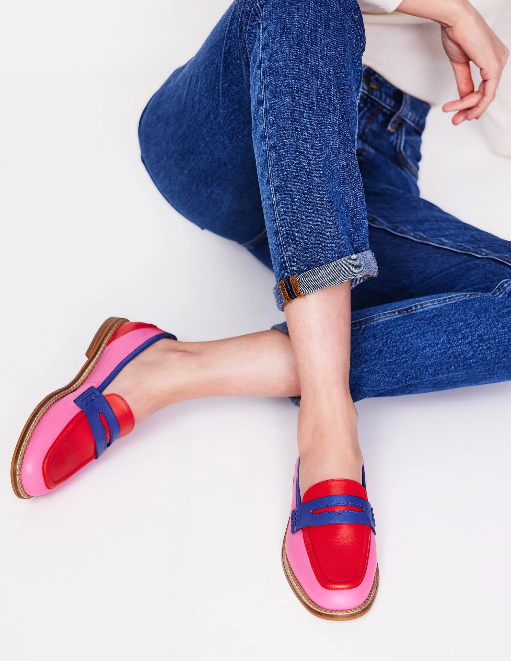 Nya Structured Penny Loafers-Multi Colourblock