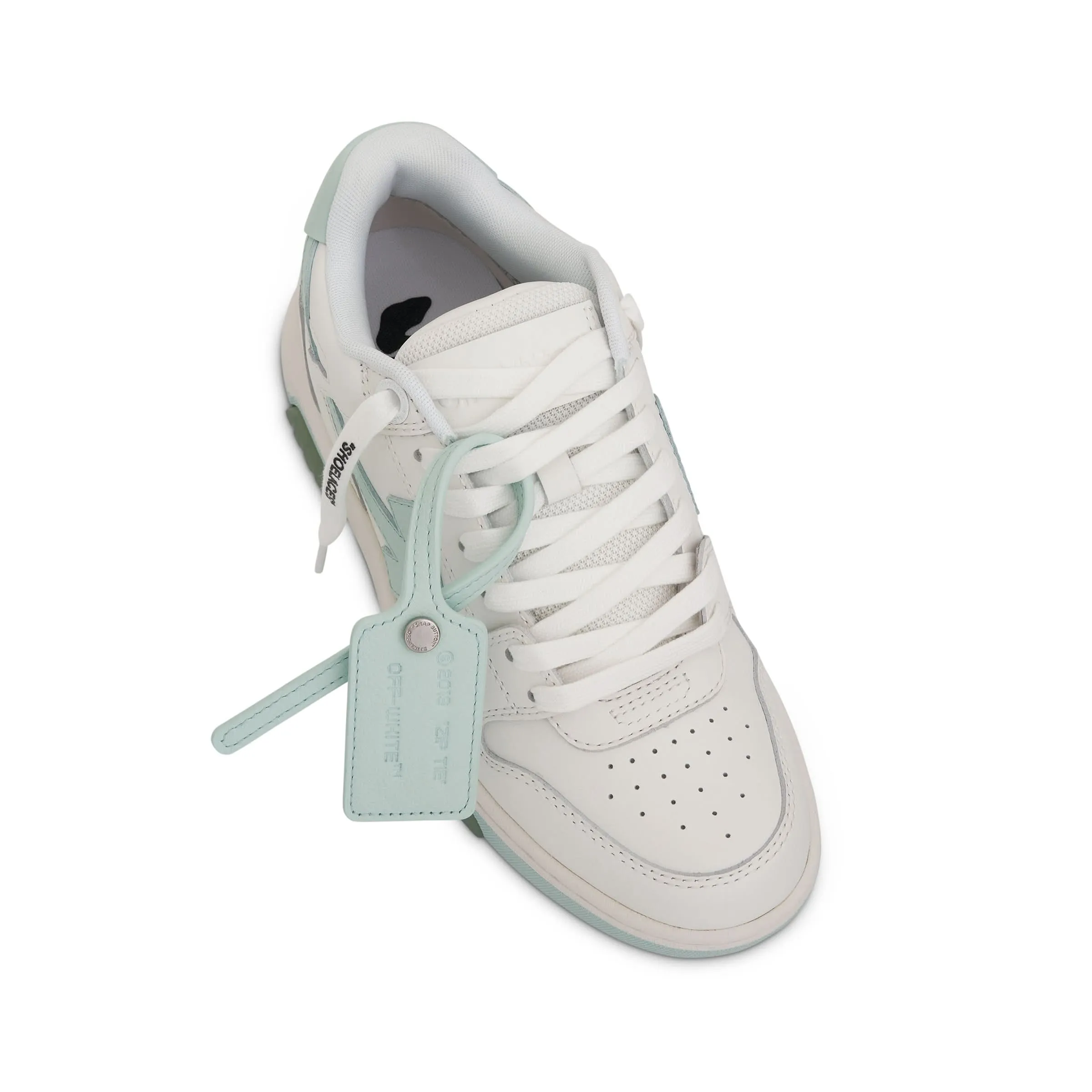 Out Of Office Calf Leather Sneaker in White/Mint