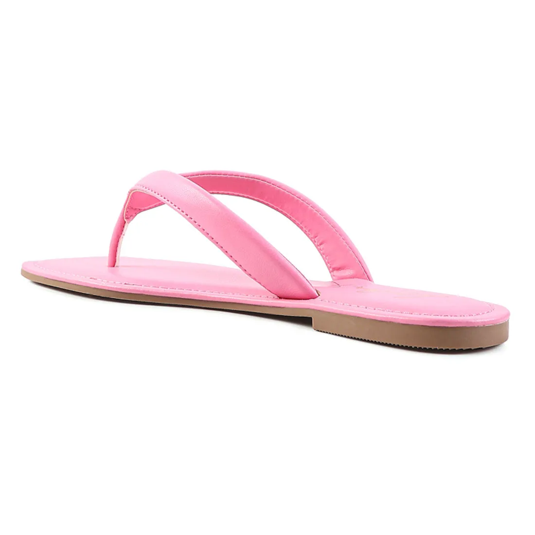 Pink Square Toe Thong Flats