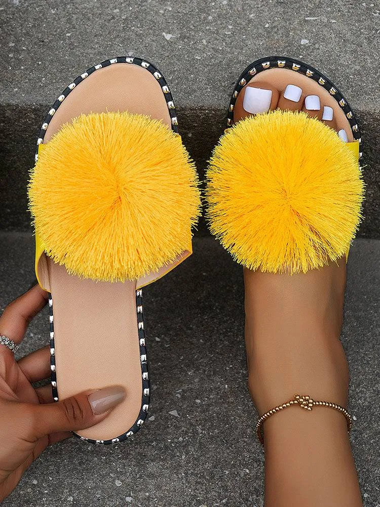 Plush Flat Slide Sandals