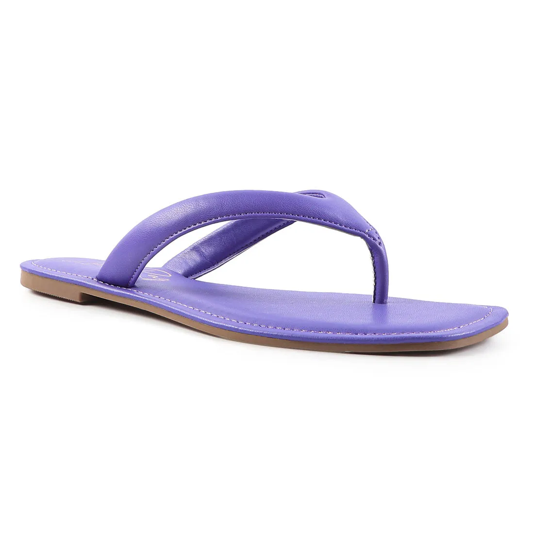 Purple Square Toe Thong Flats