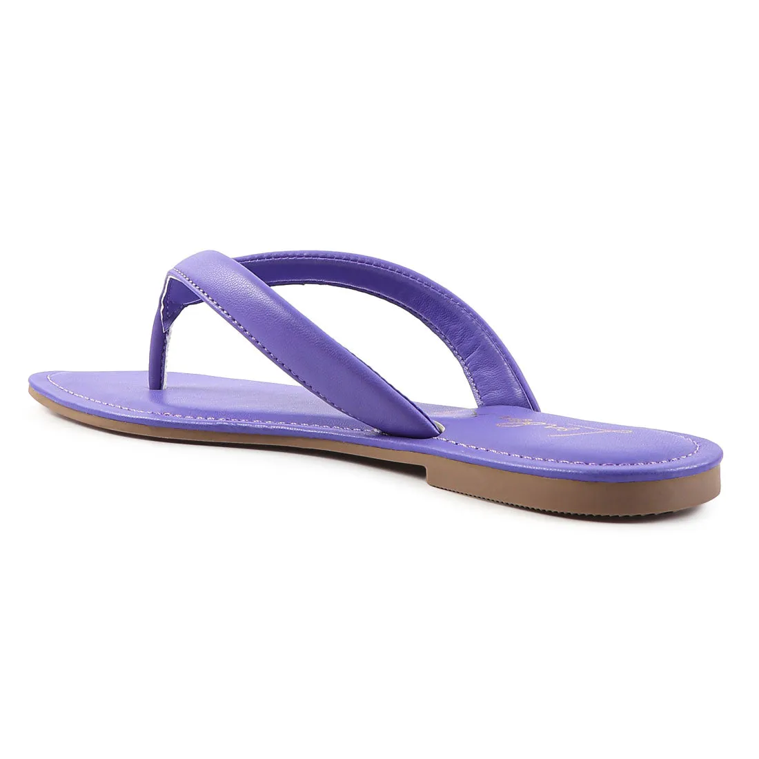 Purple Square Toe Thong Flats