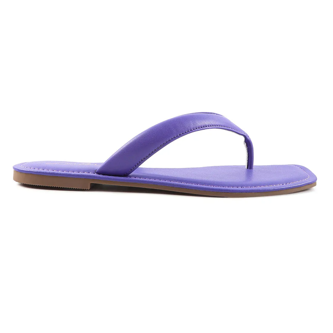 Purple Square Toe Thong Flats