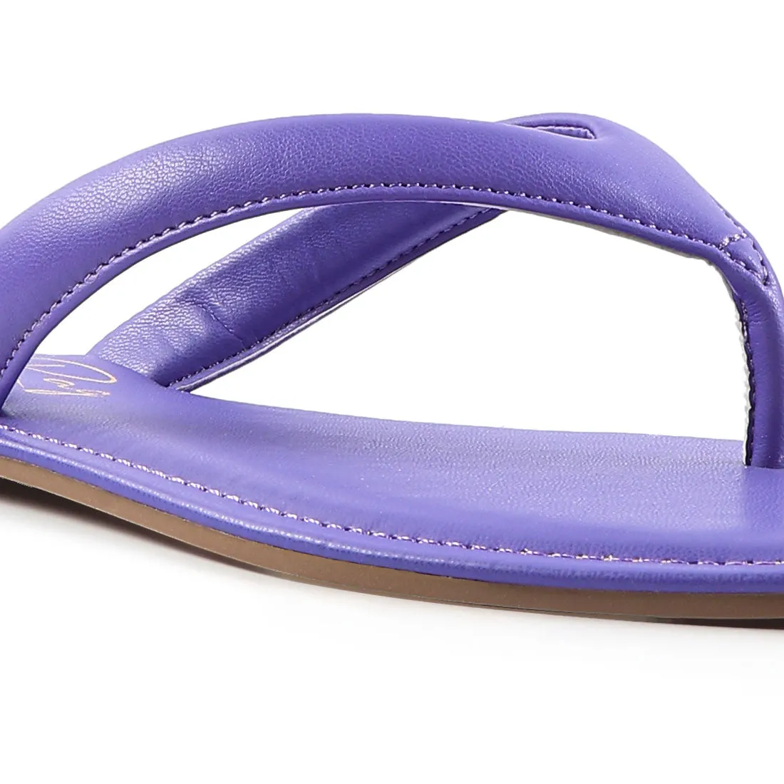 Purple Square Toe Thong Flats