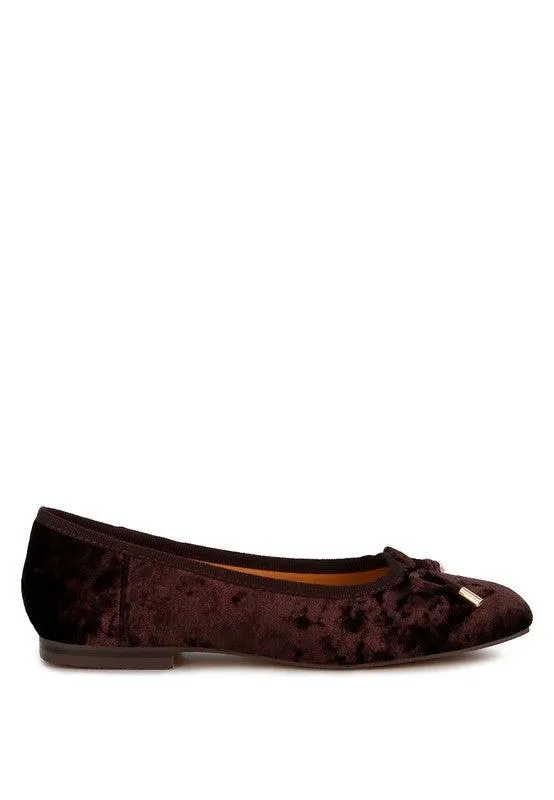 Rag & Co Buckrose Velvet Bow Ballerinas