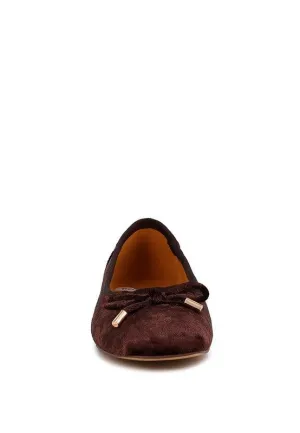 Rag & Co Buckrose Velvet Bow Ballerinas