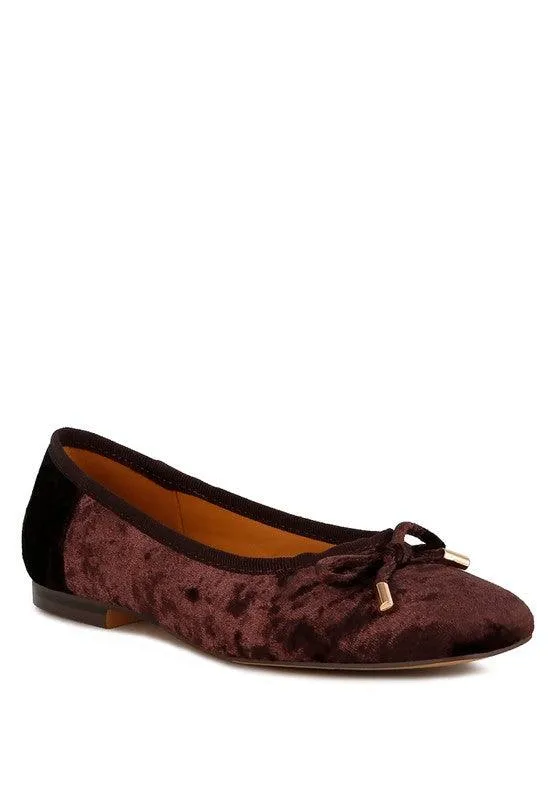 Rag & Co Buckrose Velvet Bow Ballerinas