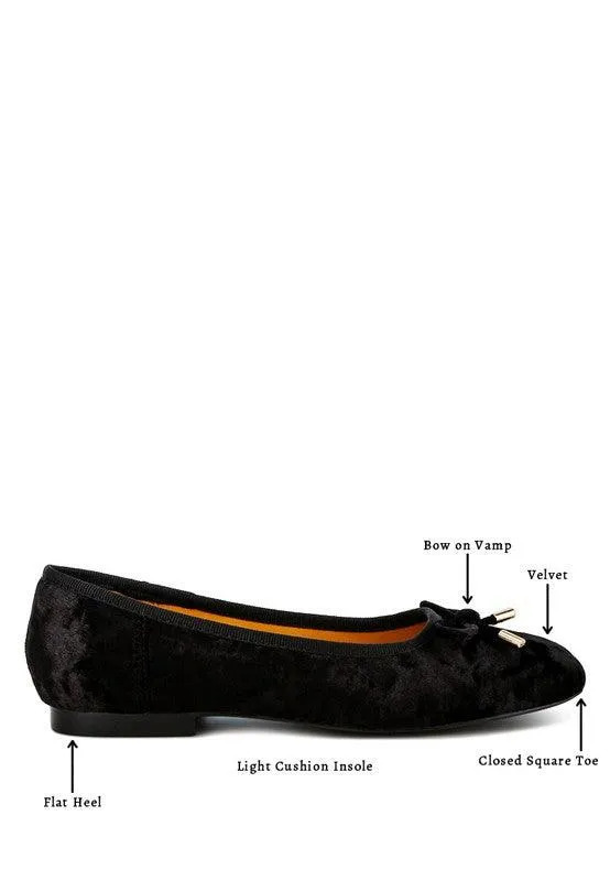 Rag & Co Buckrose Velvet Bow Ballerinas