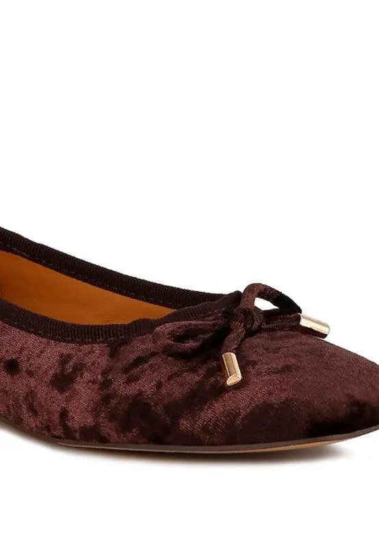 Rag & Co Buckrose Velvet Bow Ballerinas