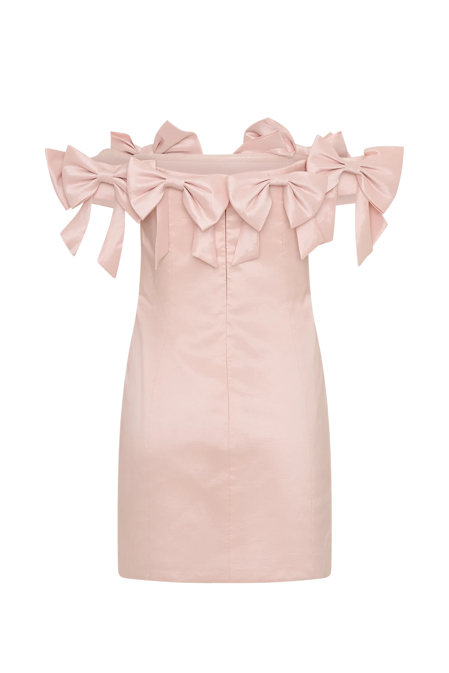 Rose Strapless Bow Mini Dress - Powder Pink