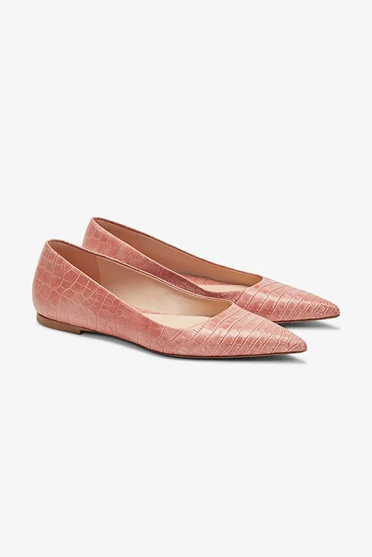 Rowan Flat - Embossed Croc :: Rose