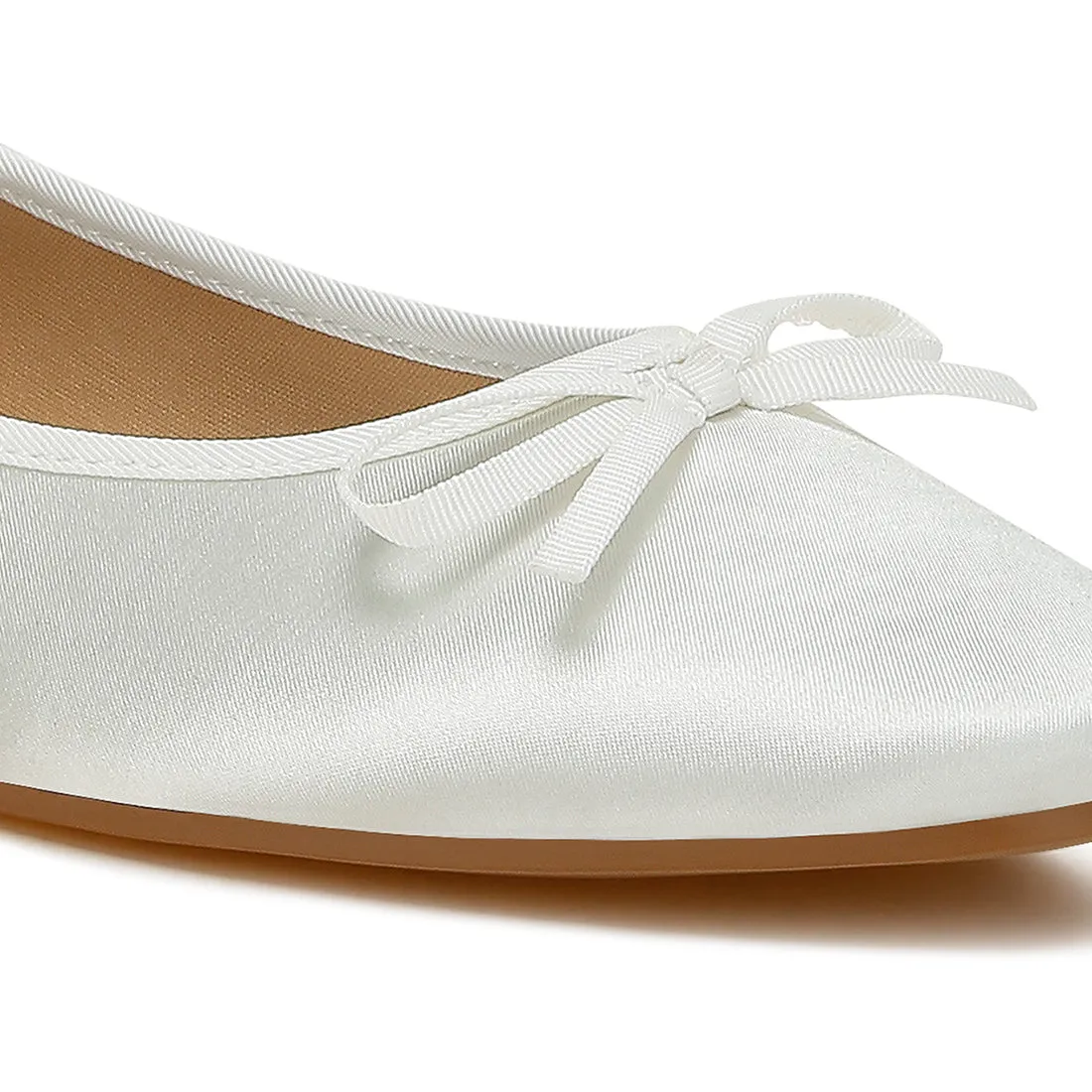 Satin Bow Embellished Ballerinas