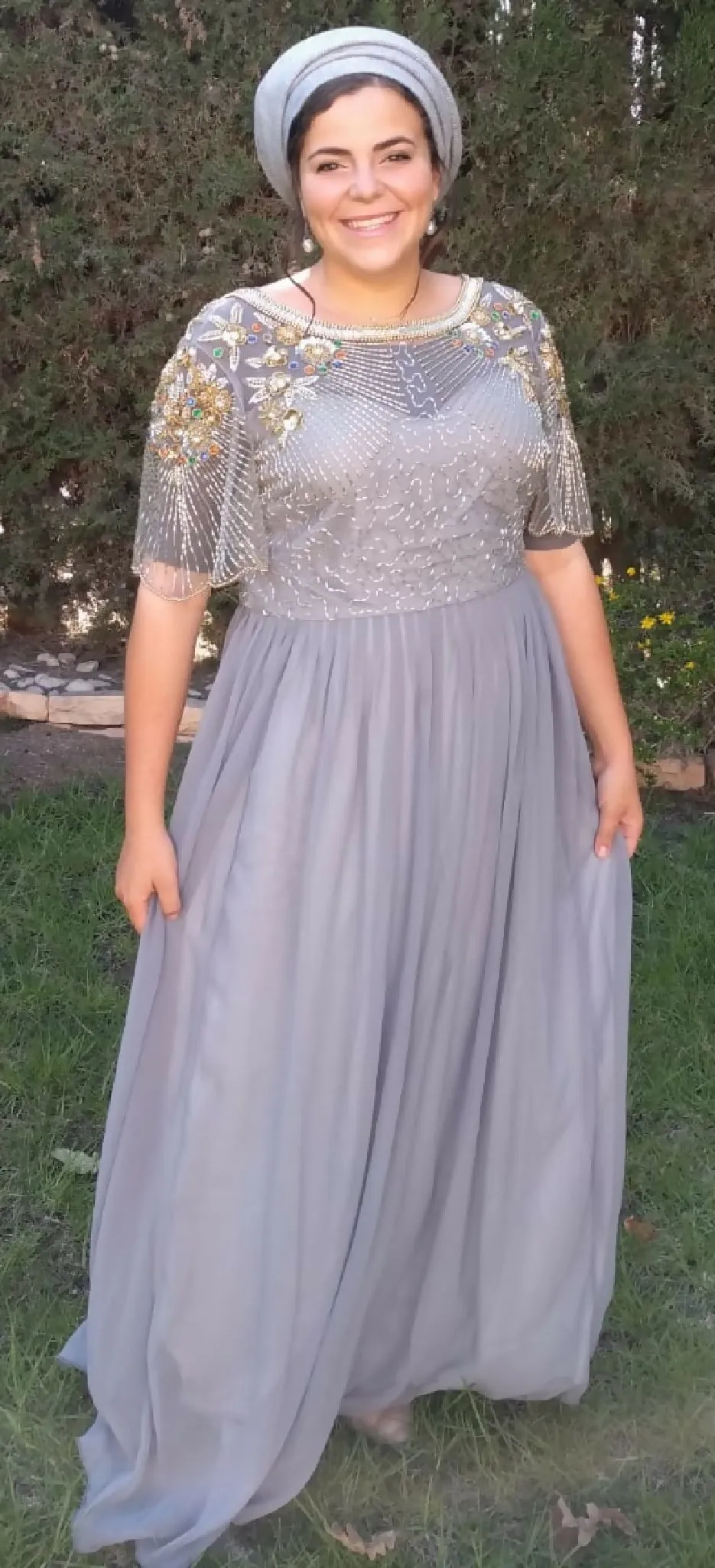 Silver/Grey Plus Size Gown - Maternity Compatible