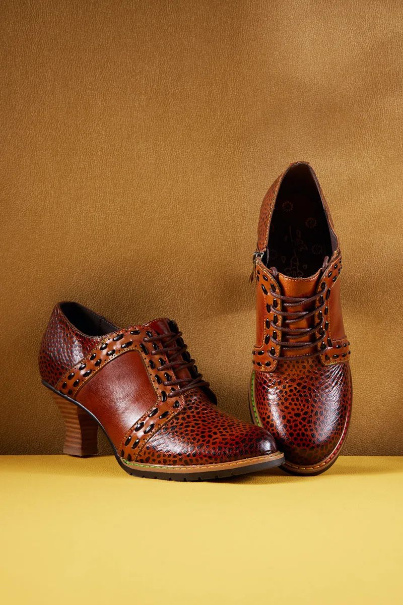 Soffia | Veronika Crack Patterned Leather Oxford